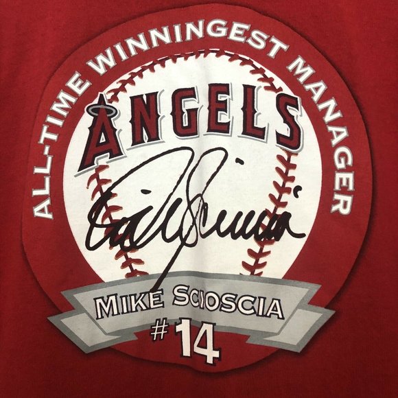 MLB Los Angeles Angels Mike Scioscia #14 All-Time Winningest Manager T-Shirt XL - Picture 3 of 10